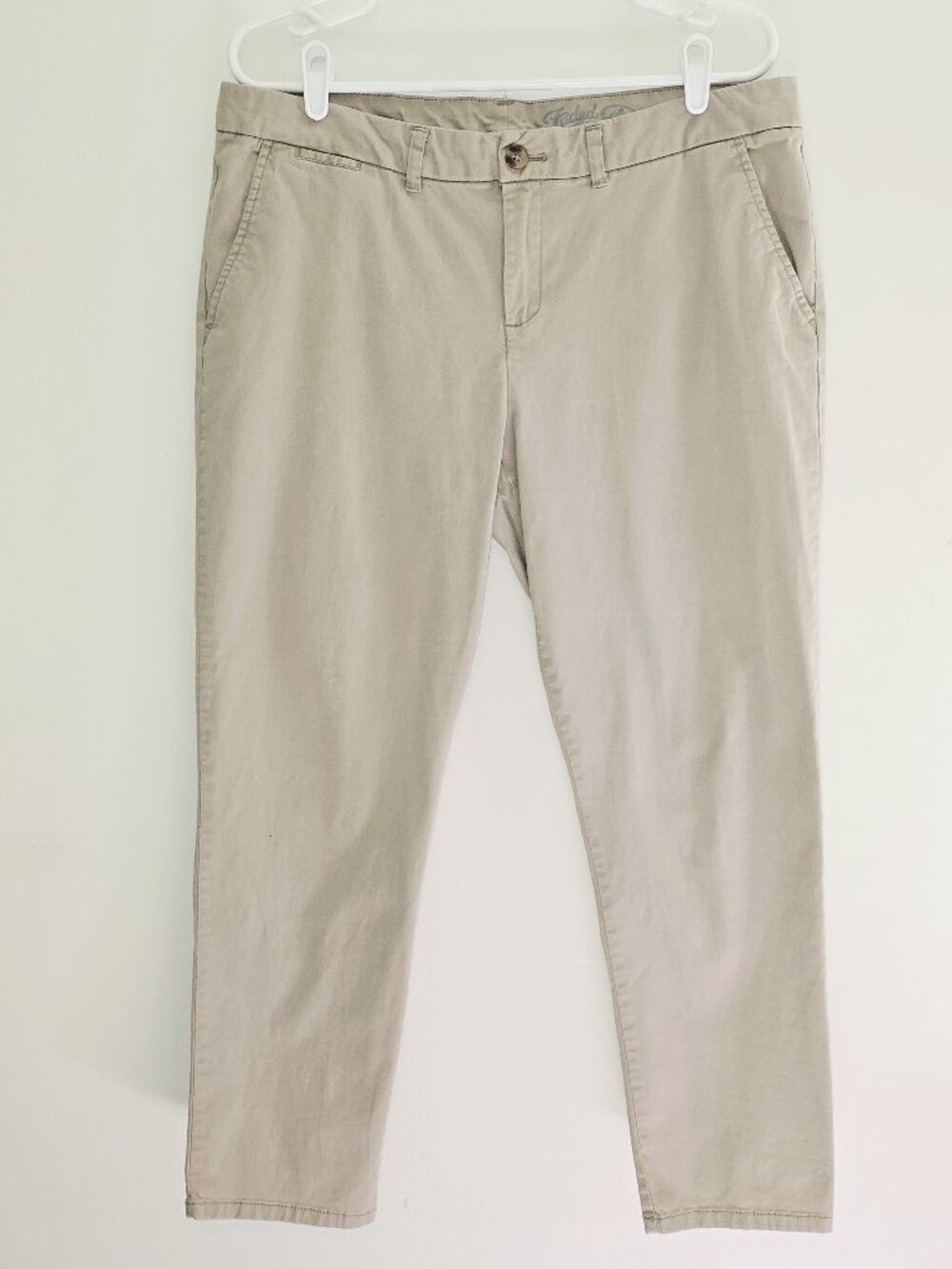 Faded Glory Womens Khaki Chino Pants Size 14 Cotton Blend Stretch Casual